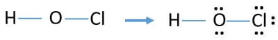 mark lone pairs on hydrogen chlorine oxygen atom in HOCl